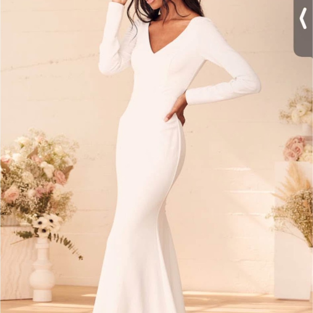 Lulu's "Always Make Me Feel White Long Sleeve Mermaid
Maxi Dress"
